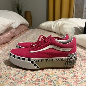 Vans Old Skool Stacked Platform Hot Pink White Black Gum Shoes 💖👛🌸
